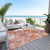 5' X 8' Blush Pink And Orange Floral Washable Indoor Outdoor Area Rug