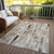 3' X 5' Taupe And Gray Striped Washable Indoor Outdoor Area Rug - Taupe, Gray