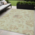 5' X 8' Artichoke Green Mint Green And Taupe Floral Washable Indoor Outdoor Area Rug