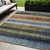 5' X 8' Blue And Brown Striped Washable Indoor Outdoor Area Rug