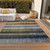 5' X 8' Blue And Brown Striped Washable Indoor Outdoor Area Rug