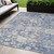 5' X 8' Blue And Denim Blue Floral Washable Indoor Outdoor Area Rug