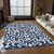 3' X 5' Navy Blue And Ivory Floral Washable Indoor Outdoor Area Rug
