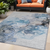 5' X 8' Blue and Gray Abstract Washable Non Skid Indoor Outdoor Area Rug Transitional Style - Blue, Gray Color