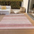 5' X 8' Pink Blush And Burgundy Striped Washable Indoor Outdoor Area Rug