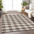 3' X 5' Brown And Beige Plaid Washable Indoor Outdoor Area Rug