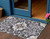 3' X 5' Purple And Charcoal Damask Washable Indoor Outdoor Area Rug
