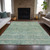 5' X 8' Teal Blue And Linen Oriental Washable Indoor Outdoor Area Rug
