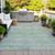 5' X 8' Teal Blue And Linen Oriental Washable Indoor Outdoor Area Rug