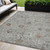 5' X 8' Gray And Copper Floral Washable Indoor Outdoor Area Rug