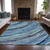 3' X 5' Blue Aqua And Ivory Abstract Washable Indoor Outdoor Area Rug
