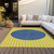 5' X 8' Yellow And Blue Striped Washable Indoor Outdoor Area Rug