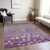 3' X 5' Purple And Gray Floral Washable Indoor Outdoor Area Rug - Purple, Gray