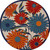 8' Ivory Orange and Blue Round Floral Indoor Outdoor Area Rug - Ivory, Orange, Blue