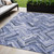 5' X 8' Navy Blue And Sky Blue Geometric Washable Indoor Outdoor Area Rug