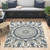 7' X 9' Blue and Beige Geometric Stain Resistant Indoor Outdoor Area Rug