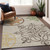 3' X 5' Taupe Copper And Green Floral Medallion Washable Indoor Outdoor Area Rug