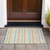 2' X 3' Orange Green and Blue Striped Washable Non Skid Indoor Outdoor Area Rug
