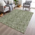 3' X 5' Artichoke Green And Fern Green Floral Washable Indoor Outdoor Area Rug