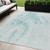 5' X 8' Teal Blue And Pale Aqua Abstract Washable Indoor Outdoor Area Rug