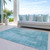 5' X 8' Aqua Teal Blue And Gray Abstract Washable Indoor Outdoor Area Rug - Aqua, Teal Blue, Gray