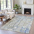 5' X 8' Sky Blue And Gray Abstract Washable Indoor Outdoor Area Rug - Sky Blue, Gray