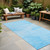 8' Runner Blue Abstract Washable Non Skid Indoor Outdoor Runner Rug Transitional Style - Blue Color