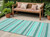 2' X 8' Turquoise Striped Washable Indoor Outdoor Runner Rug - Turquoise