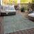 5' X 8' Fern Green And Gray Southwestern Washable Indoor Outdoor Area Rug
