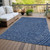5' X 8' Navy Blue Gray And Ivory Polka Dot Washable Indoor Outdoor Area Rug