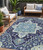 5' X 8' Navy Blue Ivory And Black Oriental Washable Indoor Outdoor Area Rug