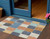 3' X 5' Rust And Denim Blue Geometric Washable Indoor Outdoor Area Rug