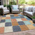 3' X 5' Rust And Denim Blue Geometric Washable Indoor Outdoor Area Rug