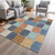 3' X 5' Rust And Denim Blue Geometric Washable Indoor Outdoor Area Rug