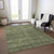 3' X 5' Olive Green And Ivory Geometric Washable Indoor Outdoor Area Rug