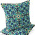 Set of Two 16" X 16" Blue and Green Blown Seam Floral Indoor Outdoor Throw Pillow Polyester Modern Style