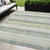 5' X 8' Pale Aqua And Lime Green Striped Washable Indoor Outdoor Area Rug