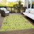 3' X 5' Artichoke Green And Fern Green Oriental Washable Indoor Outdoor Area Rug