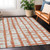 3' X 5' Coral And Gray Striped Washable Indoor Outdoor Area Rug