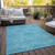 5' X 8' Aqua And Ivory Geometric Washable Indoor Outdoor Area Rug - Aqua, Ivory