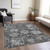 5' X 8' Gray And Ash Gray Damask Washable Indoor Outdoor Area Rug