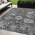 5' X 8' Gray And Ash Gray Damask Washable Indoor Outdoor Area Rug