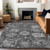 5' X 8' Gray And Ash Gray Damask Washable Indoor Outdoor Area Rug