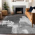 3' X 5' Gray And Smoky Black Abstract Washable Indoor Outdoor Area Rug