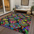3' X 5' Black Yellow And Green Geometric Washable Indoor Outdoor Area Rug