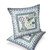 Set of Two 16" X 16" Blue and White Peacock Blown Seam Floral Indoor Outdoor Throw Pillow Polyester Modern Style