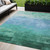 5' X 8' Teal Blue And Aqua Striped Washable Indoor Outdoor Area Rug Transitional Style - Teal Blue, Aqua Color