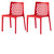 Set of Two Red Heavy Duty Plastic Outdoor Stacking Dining Chairs