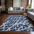 5' X 8' Blue and White Abstract Washable Non Skid Indoor Outdoor Area Rug