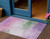 3' X 5' Lilac Lavender And Green Abstract Washable Indoor Outdoor Area Rug